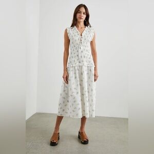 Rails White Midi Dress with Subtle Yellow Floral Print